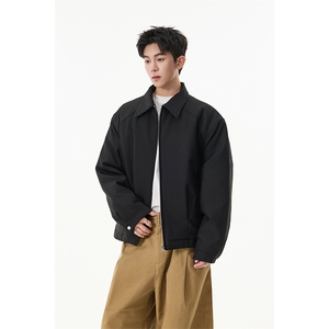 美式解构拼接翻领棉服男秋冬季潮牌cleanfit宽松廓形工装棉衣外套图片