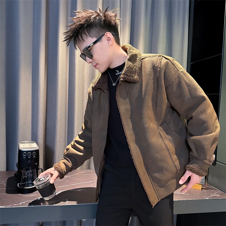 皮毛一体冬季棉袄男社会小伙版型工装棉衣外套袄子5213-P148控188,男装棉衣,电商D327