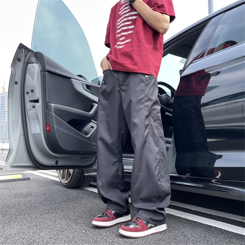 2024年夏季新款大口袋弯刀休闲裤小众慵懒风阔腿裤  AK026 P40图片