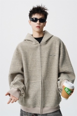 美式条纹连帽拉链设计卫衣无影墙S-XL开衫卫衣WY78109特P65控98，男装卫衣，星座227-7