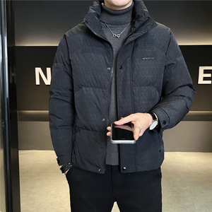 6606-L-4XL-P185标50绒店主风冬季休闲立领满印百搭男士羽绒服图片