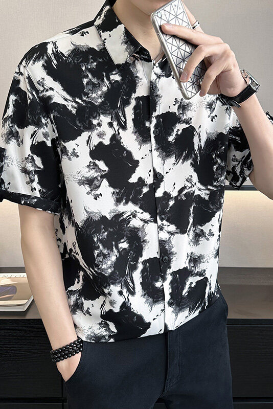 店主风~大码男装夏季冰丝中袖衬衫C208/P40,男装衬衫,电商B331