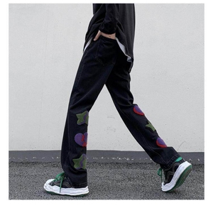 潮流直筒休闲长裤牛仔裤男潮牌小众无品牌文艺新款百搭气质日系图片