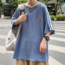 华格夫港风ins短袖t恤男大码宽松慵懒风上衣夏季半袖衫T166-P28，男装T恤，星座308B-1