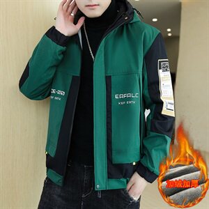 冬季长口袋棉服男模特加厚夹克风衣保暖外套工装棉衣粉865加绒图片