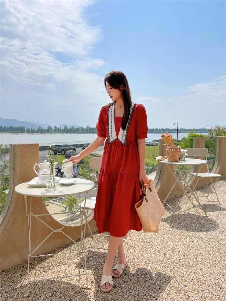 PANDLI超美的它简直太好看’太有感觉了‘领口绣花拼接设，女装，潘大利