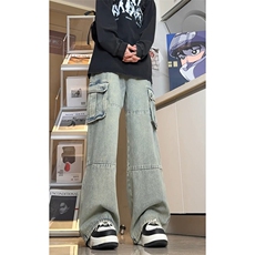 美式潮牌休闲松弛感牛仔裤宽松时尚潮流复古牛仔裤K590TP60控89，男装牛仔裤，电商A102B