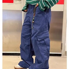 大码美式多口袋弯刀工装牛仔裤男女2026夏季新款宽松休闲直筒长裤，男装牛仔裤，星座516A