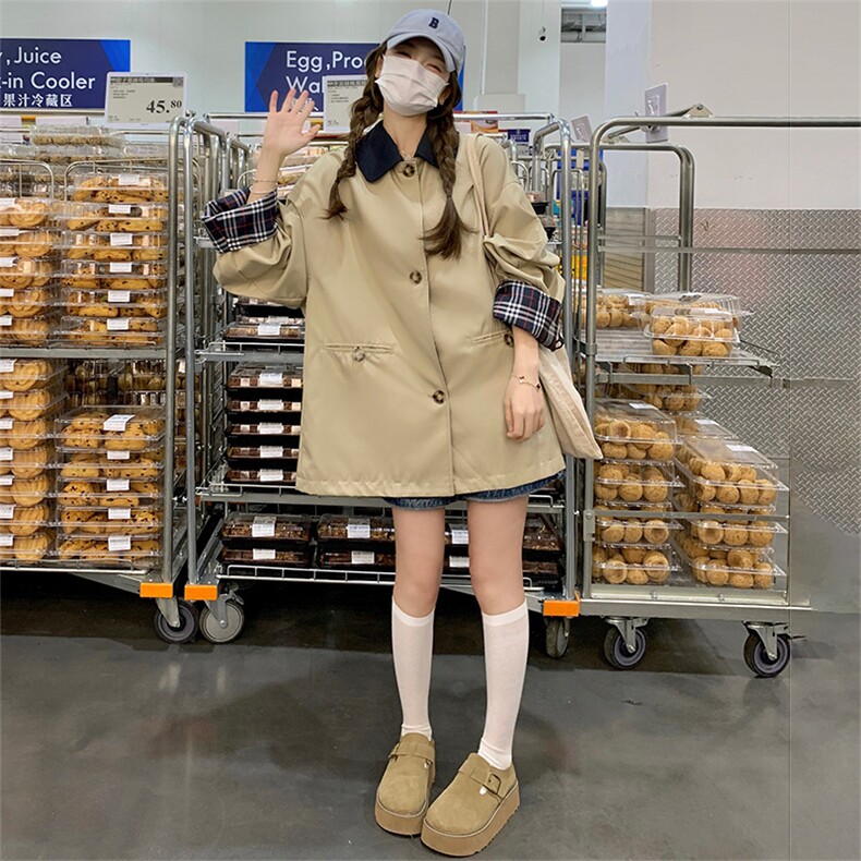 春款短款时尚翻领风衣外套2C122-105-P155-K235,女装风衣,2C122