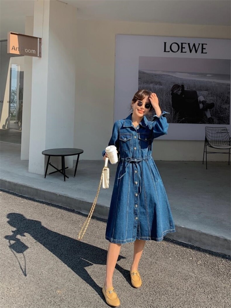 牛仔连衣裙，女装连衣裙，肆尔