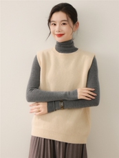 2025年秋季新款无缝女士针织马甲时尚休闲修身，女装针织衫/毛衣，暖钟情羊绒