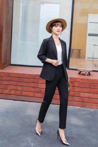 时尚修身显瘦套装，女装职业装，千利红