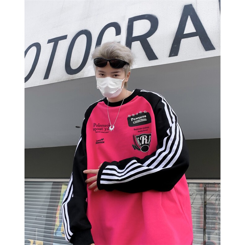 F151-P38春季小众设计感圆领撞色上衣美式复古潮牌长袖卫衣男,男装卫衣,星座512-6