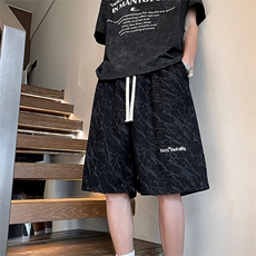 短裤男夏季新款港风宽松扎染灯芯绒五分裤DK3021-P28，男装牛仔裤，星座214-3
