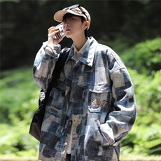 美式设计感撞色牛仔夹克男女秋季街头宽松情侣百搭款外套JK7010，男装夹克，星座1116A-1（原606A）