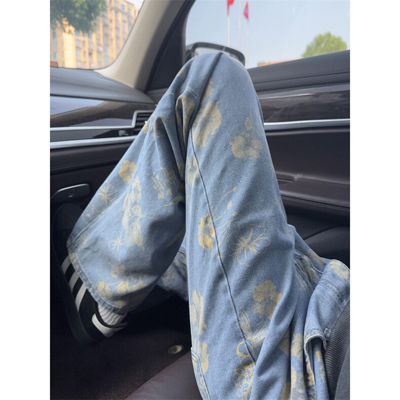 B221美式ins高街暗黑绣花宽松直筒牛仔裤LK25578-特P45控78,男装牛仔裤,电商B221