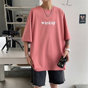 2024夏季新款宽松大码男装港风wastap运动短袖纯棉T恤T1909-P22,男装T恤,星座508（原C305）