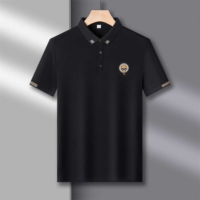 男士冰丝短袖T恤夏季潮流体恤翻领Polo衫时尚纯色半袖上衣男潮,男装T恤,电商B212（原钱塘6029）