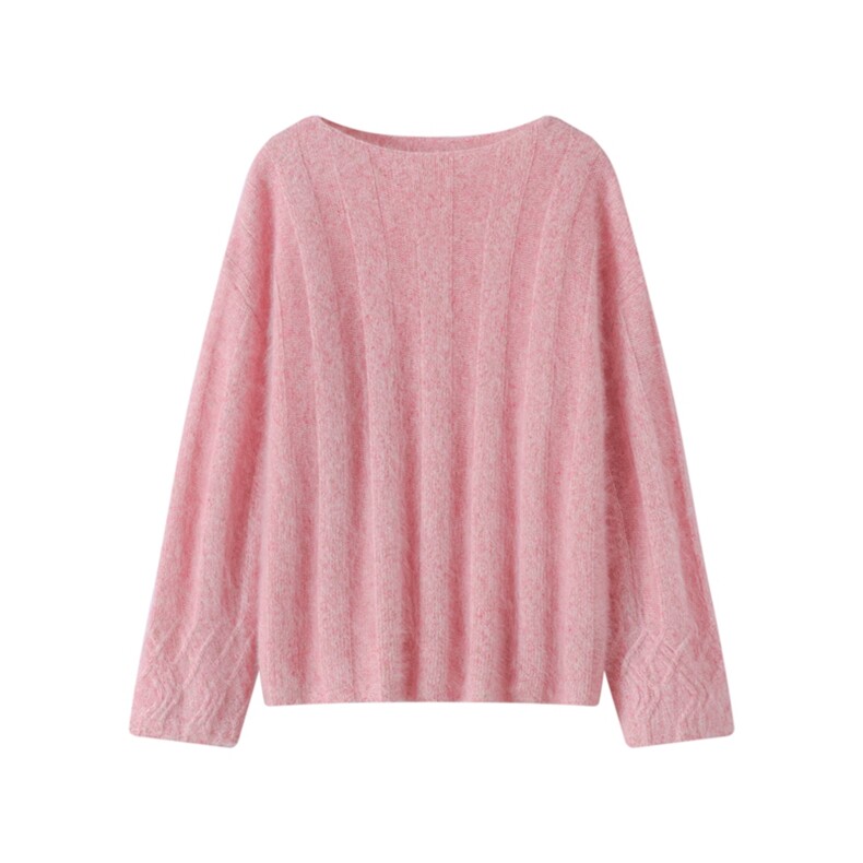 2025秋冬百搭时尚简约圆领长袖宽松针织羊绒衫，女装羊绒衫，品秋羊绒