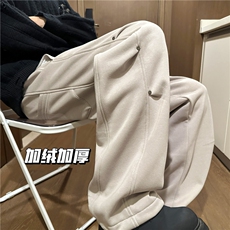 A750-特P45华棉加绒加厚褶皱休闲裤解构弯刀卫裤保暖运动裤2，男装休闲裤，电商B335
