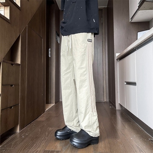 三条杠冰丝裤子男夏季薄款显腿长垂感直筒裤冲孔 KB855图片