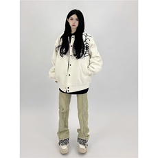 2025原创美式蜘蛛网刺绣夹克棒球服秋冬男女宽松潮流外套潮，男装夹克，星座1210-1