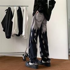 扎染渐变色牛仔裤美式oversize裤子潮牌痞帅直筒休闲长裤-X3133，男装牛仔裤，星座601-2