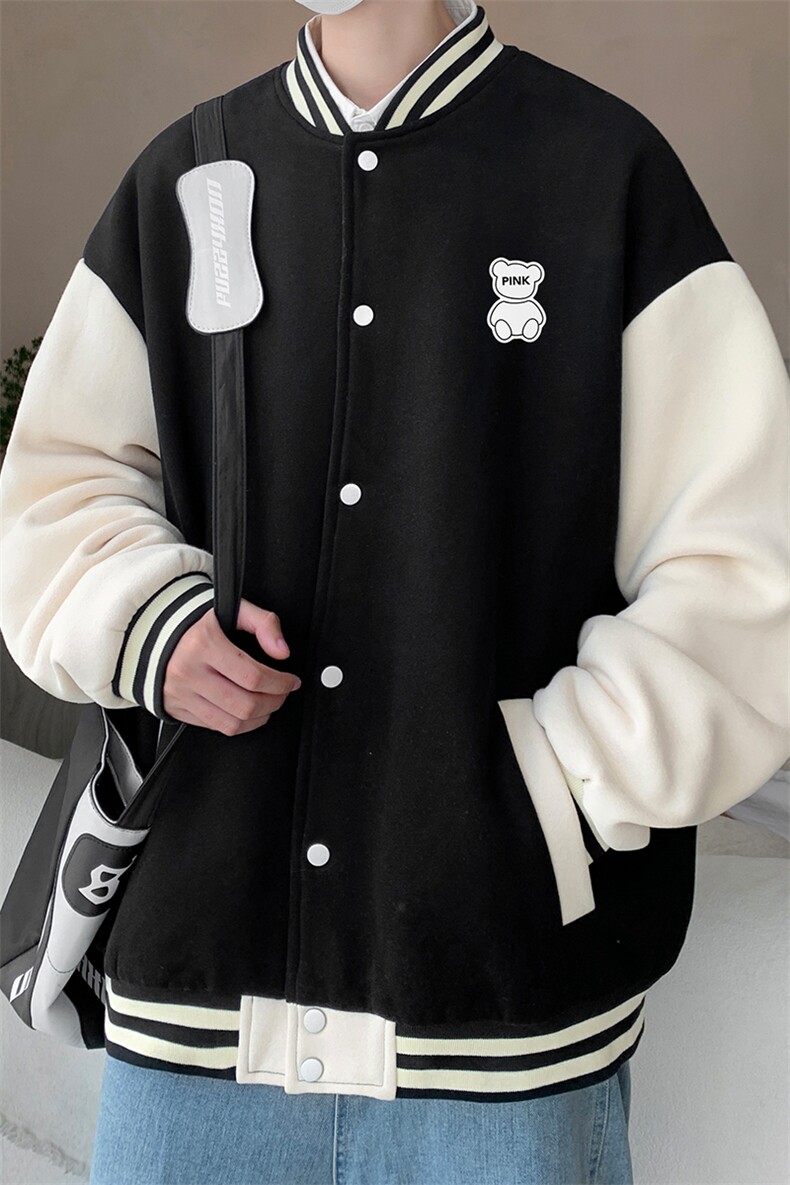 摇粒绒棒球服男大码开衫卫衣男夹克BF86292-P65,男装夹克,电商A040