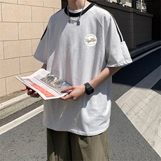 夏季美式高街重磅纯棉三条杠织带撞色男女短袖T恤ZD624-特P30，男装T恤，电商A486-1