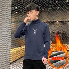 冬季可翻高领毛衣加厚保暖大码刺绣毛衫打底针织衫藏M255加绒P43，男装针织衫/毛衣，星座1207