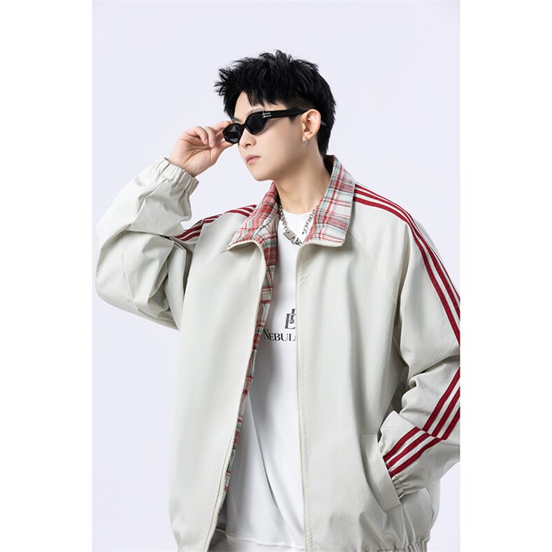 港风美式字母刺绣日系条纹立领夹克外塔男XZ213-JK5529-P90控128,男装夹克,星座213