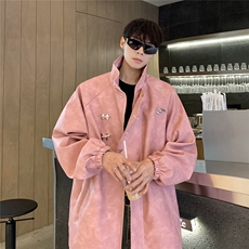 1港风美式复古面料飞机扣可拆卸胸针PU皮夹克男JK77768P105控148，男装夹克，星座226-2