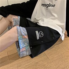 日系2021假两件夏装港风休闲短裤男宽松直筒五分ins青年K933-P30，男装休闲裤，星座512-4