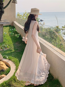 【现货】柔雾粉清新甜美木耳边连衣裙P160-K238图片
