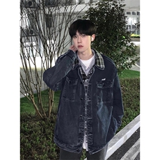 高级感双层领牛仔外套休闲夹克JK76特P83，男装工装外套，星座908-1