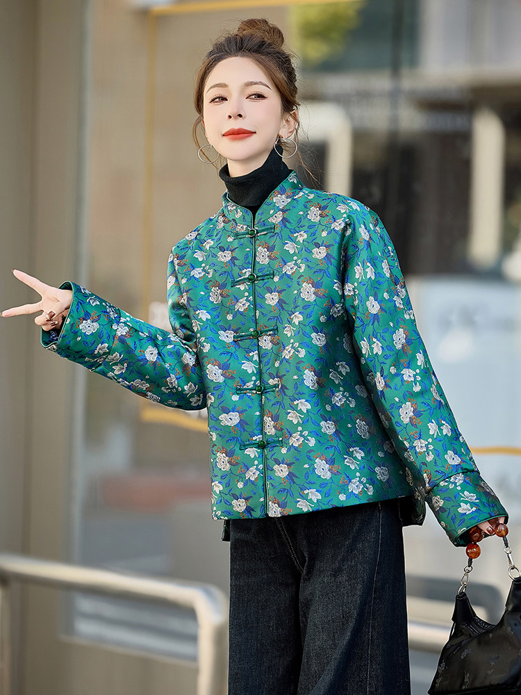水衣源2609新中式提花短款立领羽绒服女,女装羽绒服,水衣源