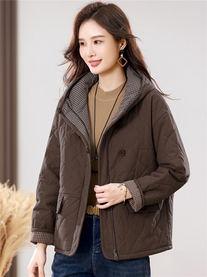 2025冬季时尚休闲夹棉加厚保暖舒适外套,女装棉衣/棉服,独衣靓