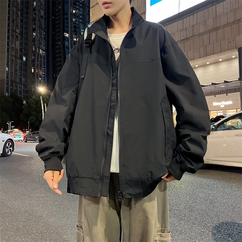 抖音直播飞行立领休闲纯色复古百搭外套美式教练夹克26188-39,男装夹克,星座1402-2
