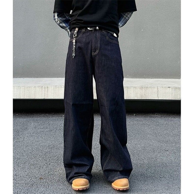 1506-1/Q3050/P48复古丹宁色直筒牛仔裤男宽松阔腿水洗美式休闲，男装牛仔裤，星座1506