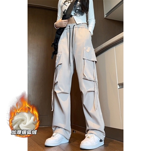 特P42无差价2024春季高级感褶皱冲锋裤男女同款工装裤K1212J加绒图片