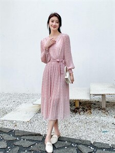 【现货】夏季碎花雪纺连衣裙图片