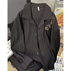 刺绣长袖衬衫ins男宽松衬衣夏舞蹈百搭休闲情侣外套C5206，男装衬衫，星座1116A（原606A-3）