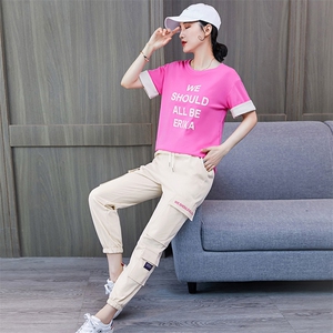 夏季新款网红女神时尚春秋阔腿裤两件套休闲潮运动套装女图片