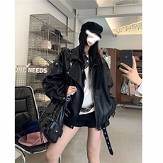 网图直播荔枝纹蛋白皮【伯明翰黑武士】外套JK501-P108，女装短外套，星座1213