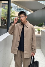 老钱风高端中长款宽松大衣外套风衣夹克男A236-FY8003-P140，男装风衣，电商A236
