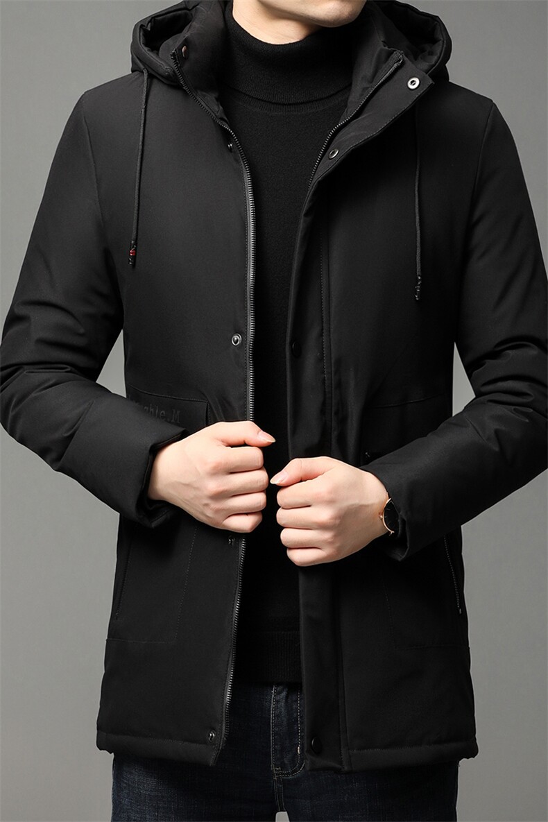 男士新款常规棉衣冬季棉服纯色休闲连帽外套中年男装GR3526-P120图片