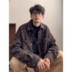 美式秋冬磨毛重磅加厚格子长袖衬衫潮流暗纹宽松工装外套CSY29，男装衬衫，星座516A