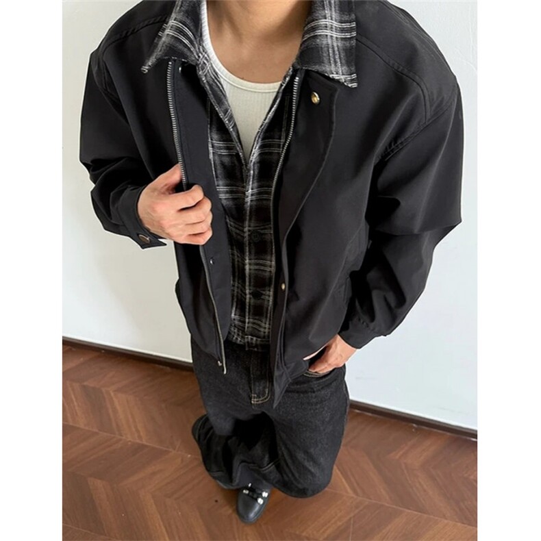 冬季美式假两件棉衣男夹克外套宽松简约百搭男士男款棉服MY6106,男装夹克,星座1116A（原606A-3）