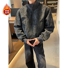 冬季复古扎染立领拼接棉衣外套加绒加厚上衣男5D1182-TP70不，男装棉衣，电商A102