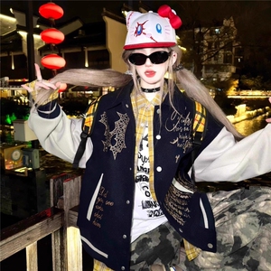 GENIOLAMODE重工刺绣棒球服男秋季美式廓形夹克新款高街痞帅外套图片